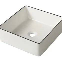 Vasque À Poser|Planète Bain Vasque à poser carrée avec liseré noir - 38.5x38.5cm - Cadia