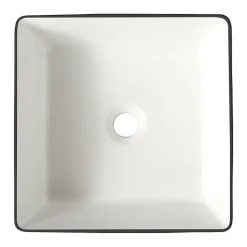 Vasque À Poser|Planète Bain Vasque à poser carrée avec liseré noir - 38.5x38.5cm - Cadia