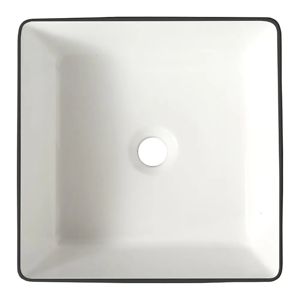 Vasque À Poser|Planète Bain Vasque à poser carrée avec liseré noir - 38.5x38.5cm - Cadia