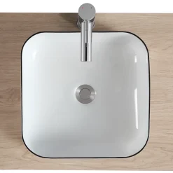 Vasque À Poser|Homesight Vasque à poser carrée céramique blanc et noir Kala