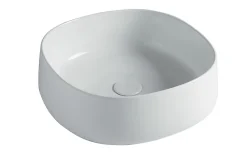 Homesight Vasque à poser carrée céramique blanc Ø37 x H.13 cm Loomy