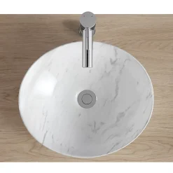 Vasque À Poser|Homesight Vasque à poser carrée céramique imitation marbre blanc Bloom