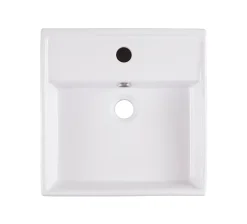 GoodHome Vasque à poser carrée céramique blanche Hendra