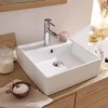 Vasque À Poser|Mob-In Vasque à poser carrée en céramique blanche 38cm