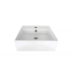 Vasque À Poser|Mob-In Vasque à poser carrée en céramique blanche 38cm