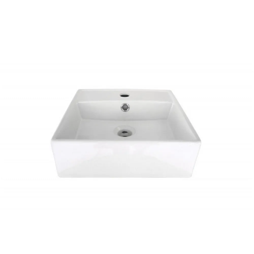Vasque À Poser|Mob-In Vasque à poser carrée en céramique blanche 38cm