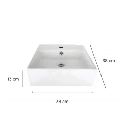 Vasque À Poser|Mob-In Vasque à poser carrée en céramique blanche 38cm