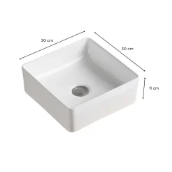 Mob-In Vasque à poser carrée en céramique blanche 30cm