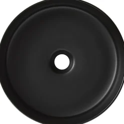 Planète Bain Vasque à poser céramique ronde Asina - 36cm - Décor vert noir mat