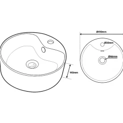 Planète Bain Vasque à poser Curve 41cm- ronde blanche