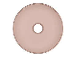 Vente-unique Vasque à poser en céramique striée ronde - Rose mat - 36 cm - PEDARA