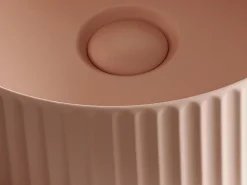 Vente-unique Vasque à poser en céramique striée ronde - Rose mat - 36 cm - PEDARA