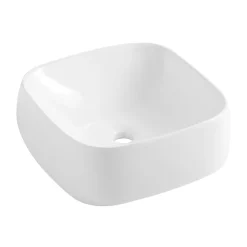 Vasque À Poser|Homesight Vasque à poser en céramique l.39 x H.14,5 x P.39 cm, blanc brillant, Squircle