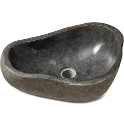 Ro'Ma Nature Vasque à poser en galet Pierre de Rivière D.40-50 cm -