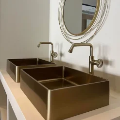 Essebagno Vasque à poser en inox doré l.37 x H.13 x P.48 cm, Luisa