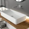 Bernstein Vasque à poser en solide surface + bonde pop-up chrome PB2013 - 80x40x14,5cm - blanc mat