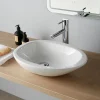 Planète Bain Vasque à poser galet en céramique blanche - Galet