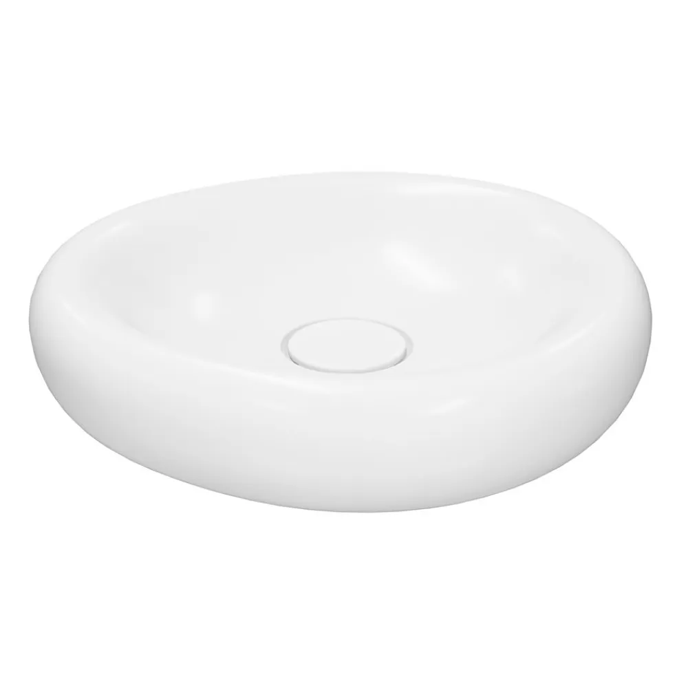 GoodHome Vasque à poser l.40,9 x P.39,6 x H.9,1 cm en céramique, blanc, Kentia