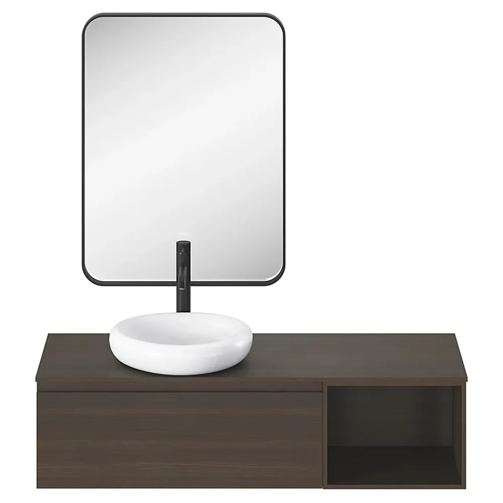GoodHome Vasque à poser l.40,9 x P.39,6 x H.9,1 cm en céramique, blanc, Kentia