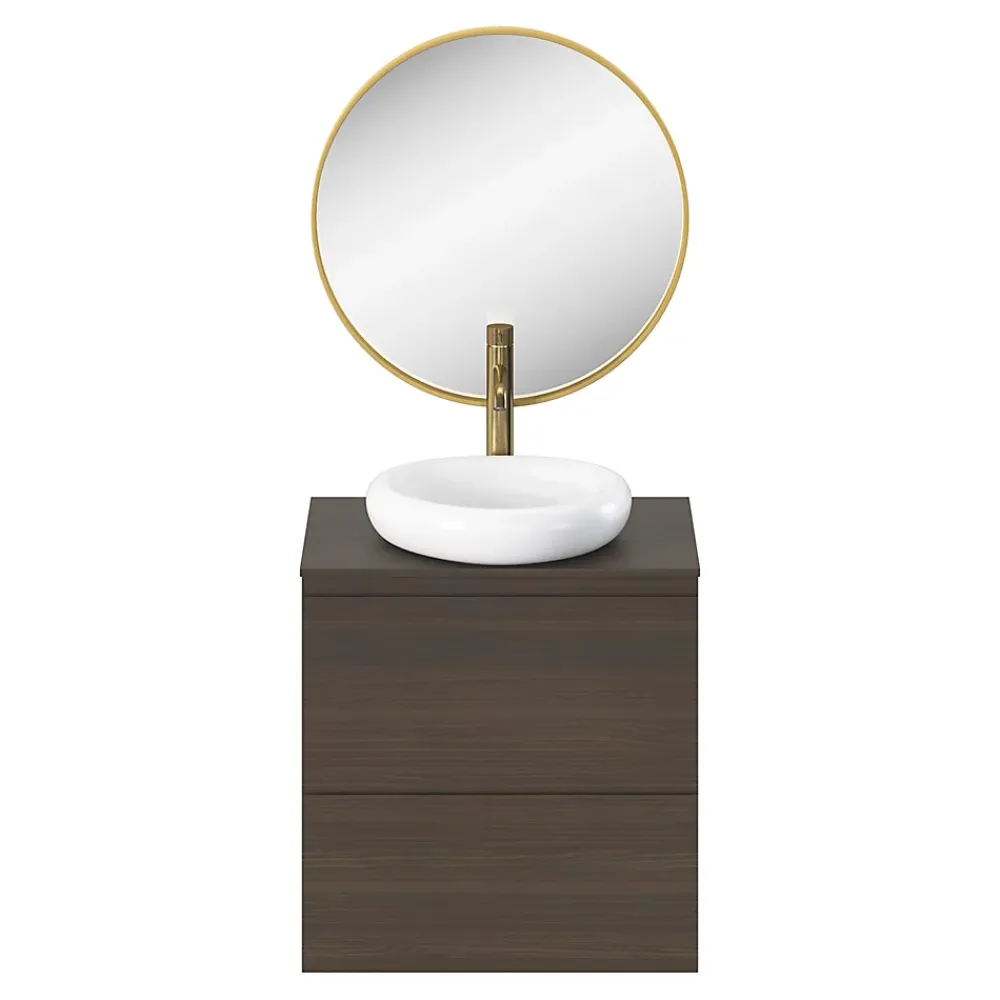 GoodHome Vasque à poser l.40,9 x P.39,6 x H.9,1 cm en céramique, blanc, Kentia