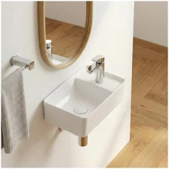 Plan Vasque Lave-Mains|Mob-In Vasque à poser ou à suspendre rectangle en céramique 43x26,5cm