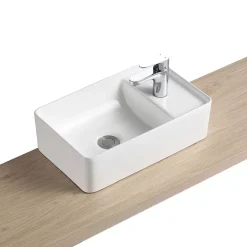 Plan Vasque Lave-Mains|Mob-In Vasque à poser ou à suspendre rectangle en céramique 43x26,5cm