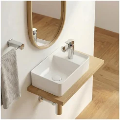 Plan Vasque Lave-Mains|Mob-In Vasque à poser ou à suspendre rectangle en céramique 43x26,5cm