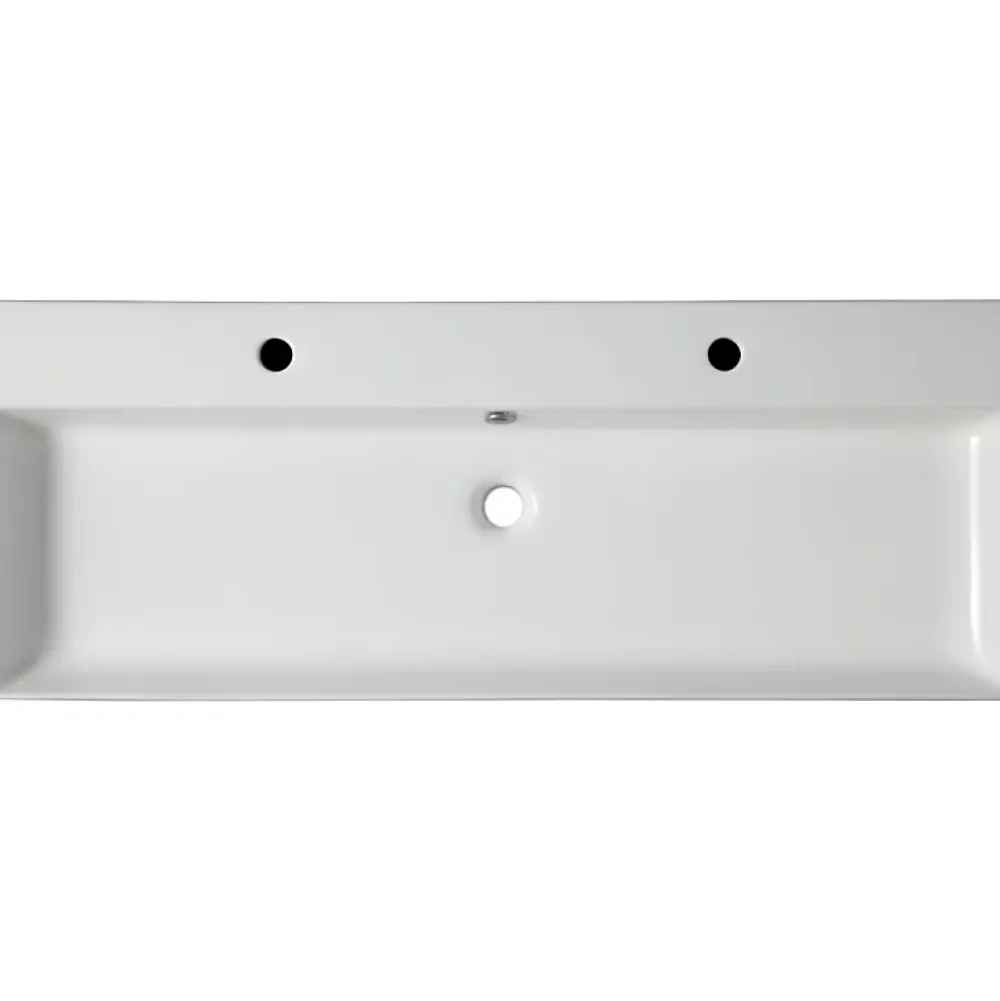 Planète Bain Vasque à poser ou à suspendre double robinet grande taille 110 x 42 cm - Regus