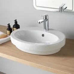 Vasque À Poser|Planète Bain Vasque à poser ou semi encastrable ovale en céramique - Ajaccio