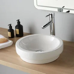 Planète Bain Vasque à poser ou semi encastrable ronde - Jersey