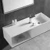 Lavabo|Bernstein Vasque à poser ou vasque murale 110x40x30cm en fonte minérale avec espace de rangement - Blanc - TWG36
