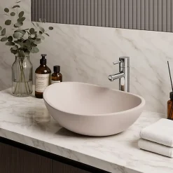 Ambra Vasque à Poser Ovale - 42 cm - en Solid Surface - Beige Rosé - Ovéa
