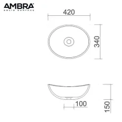 Ambra Vasque à Poser Ovale - 42 cm - en Solid Surface - Beige Rosé - Ovéa