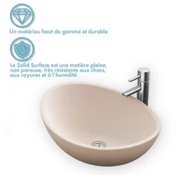 Ambra Vasque à Poser Ovale - 42 cm - en Solid Surface - Beige Rosé - Ovéa