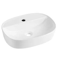 Homesight Vasque à poser ovale blanche en céramique, Faro