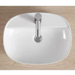 Homesight Vasque à poser ovale blanche en céramique, Faro