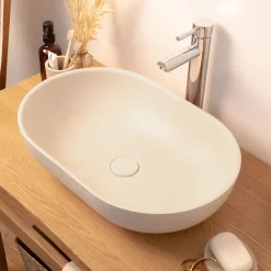 Vasque À Poser|Homesight Vasque à poser ovale béton beige l.53 x H.13 cm Emmy