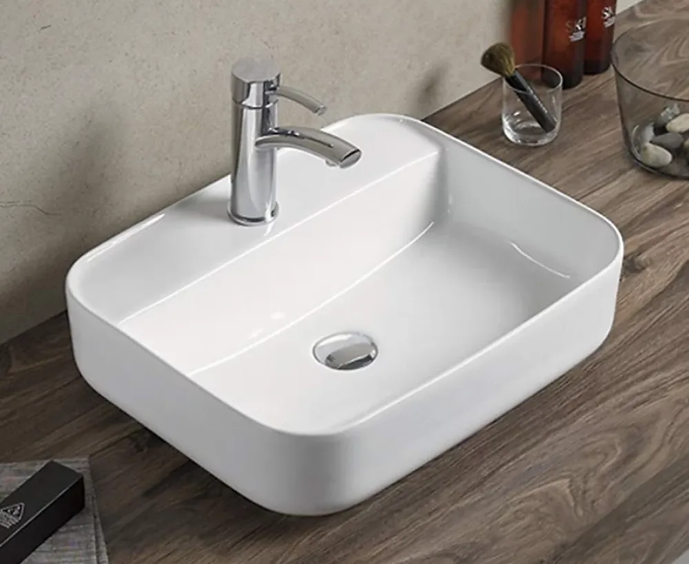 Silla Global Vasque à poser ovale, céramique 50,5x40,5x14 cm Blanc