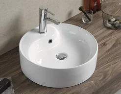 Silla Global Vasque à poser ovale, céramique 46,5x46,5x14,5 cm Blanc