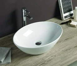 Silla Global Vasque à poser ovale, céramique 56x38,5x15 cm Blanc