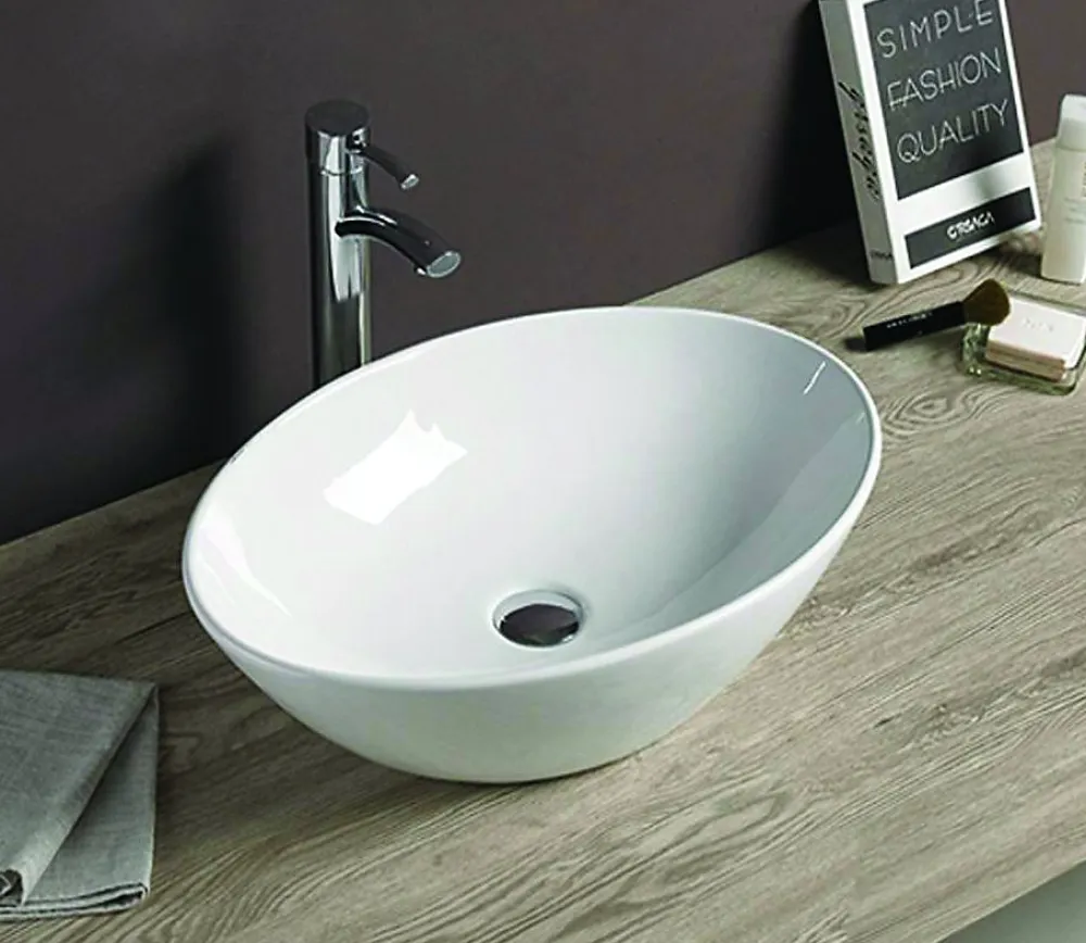 Silla Global Vasque à poser ovale, céramique 56x38,5x15 cm Blanc
