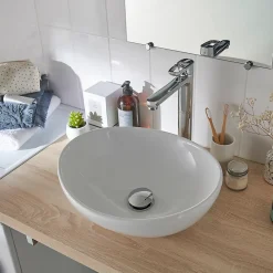 GoodHome Vasque à poser ovale céramique blanche Nessa