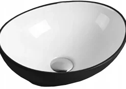 Silla Global Vasque à poser ovale, céramique 40,5x33x14 cm Blanc/noir
