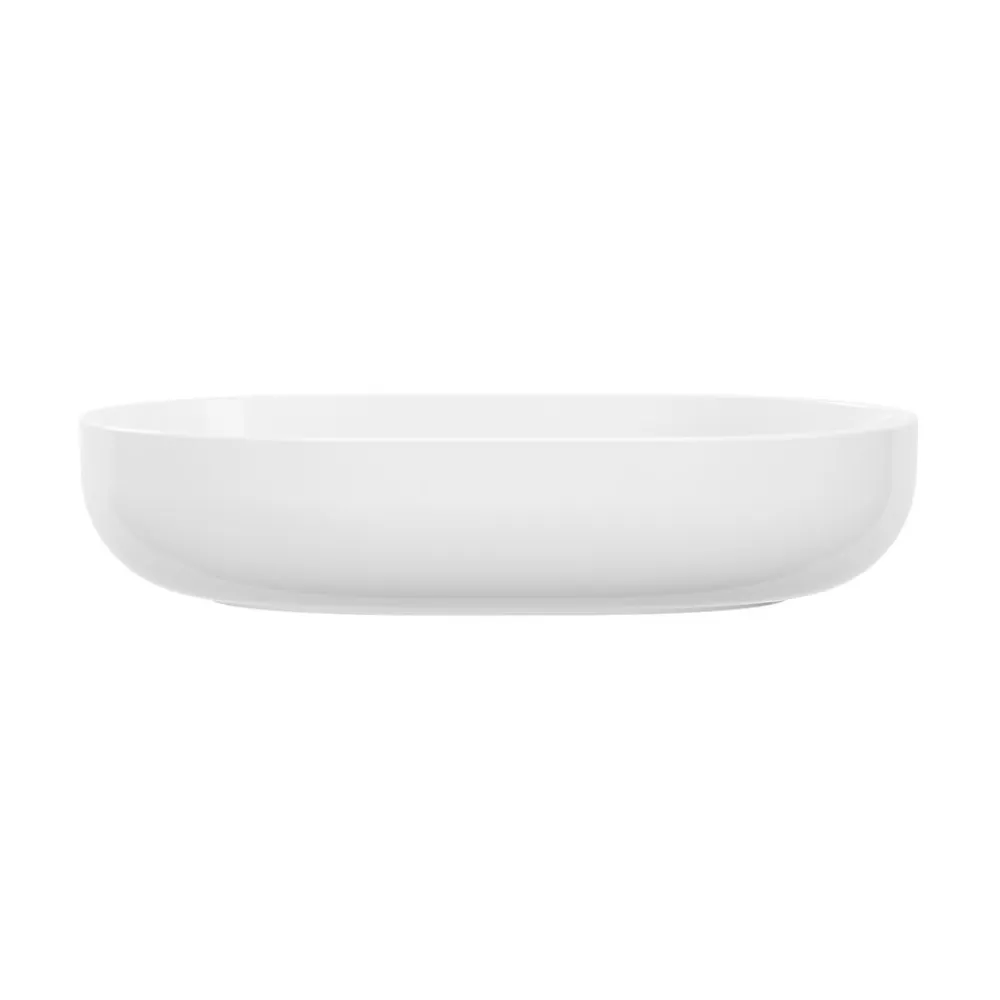 GoodHome Vasque à poser ovale céramique blanc brillant Cavally