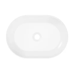 GoodHome Vasque à poser ovale céramique blanc brillant Cavally