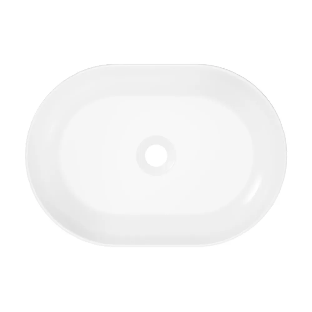 GoodHome Vasque à poser ovale céramique blanc brillant Cavally