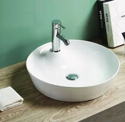 Silla Global Vasque à poser ovale, céramique 43x43x13 cm Blanc