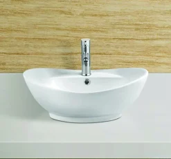Silla Global Vasque à poser ovale, céramique 59x40x20 cm Blanc