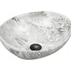 Silla Global Vasque à poser ovale, céramique 40,5x33x14 cm Gris