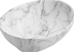 Silla Global Vasque à poser ovale, céramique 40,5x33x14 cm Blanc/gris